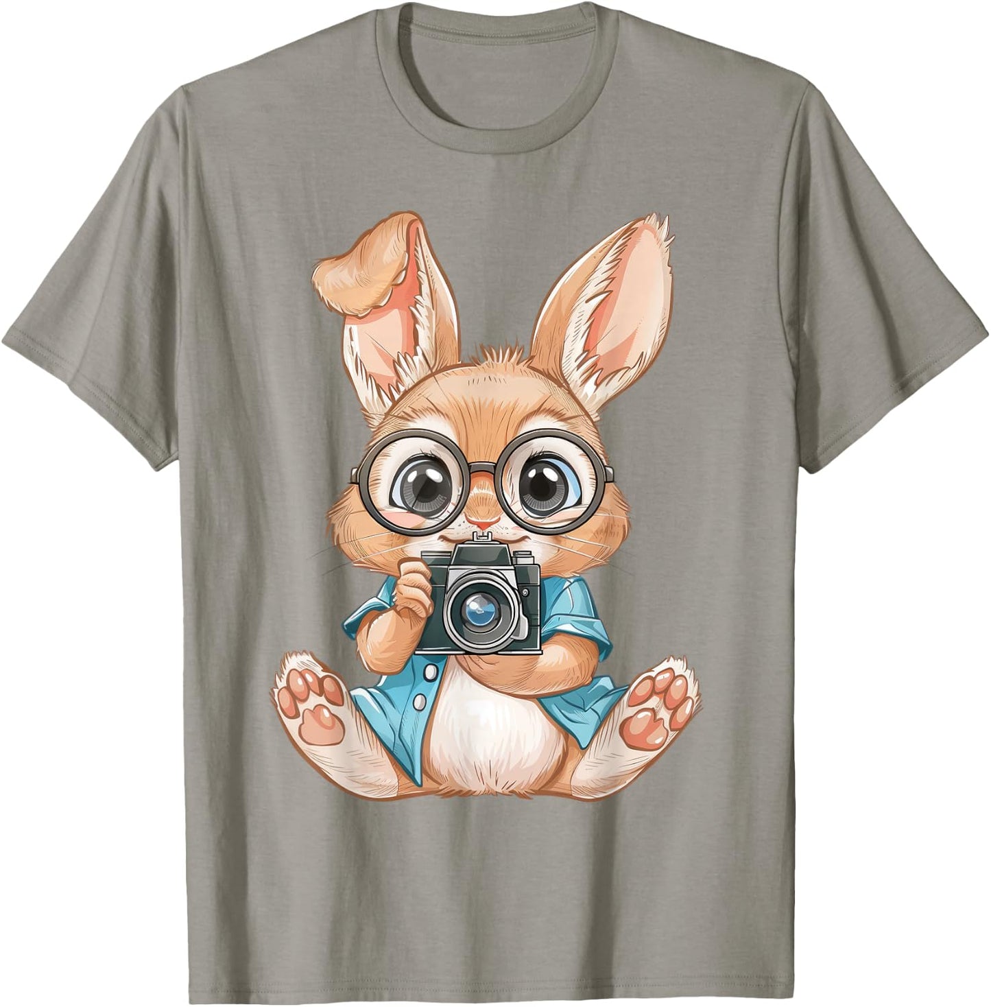 Rabbit Holding Camera Photographer Easter Bunny Cameraman T-Shirt - T-Shirt | Sand
