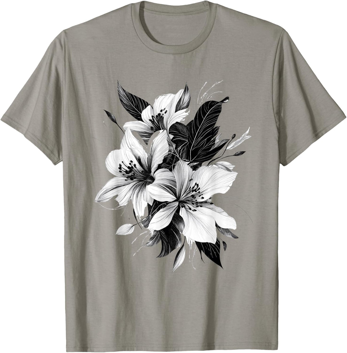 Botanical Art Flower Detailed , white, S T-Shirt - T-Shirt | Sand
