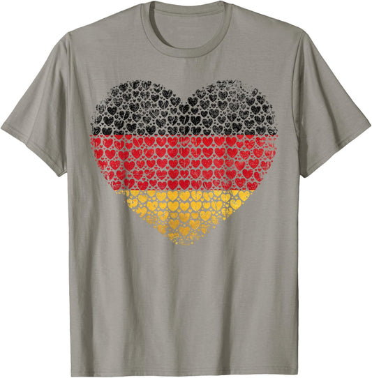 Deutschland Flaggenherz aus kleinen Herzen Schwarz Rot Gold T-Shirt - T-Shirt | Sand