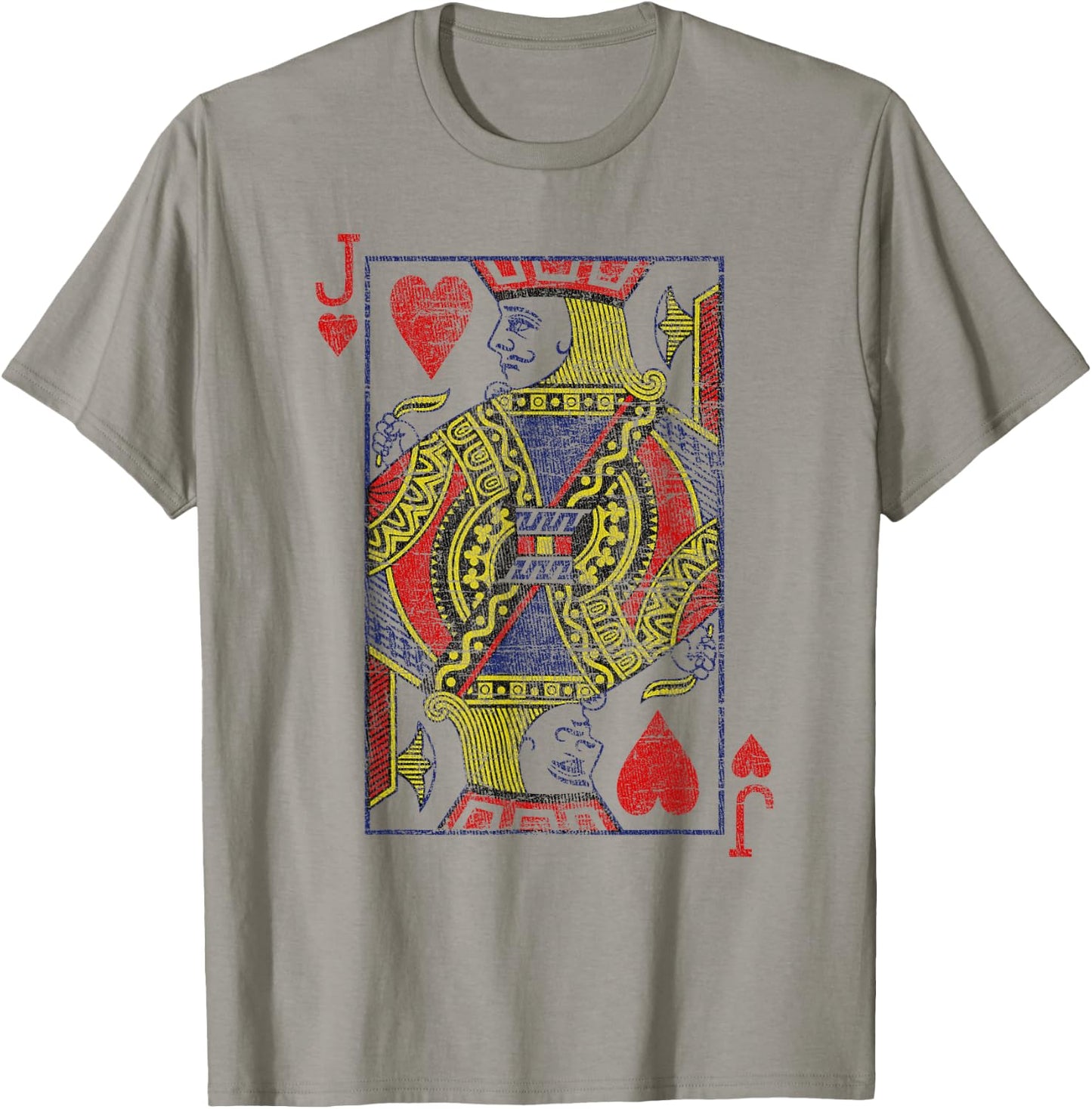 Bube of the Hearts Playing Cards Costume Poker Distressed T-Shirt - T-Shirt | Sand