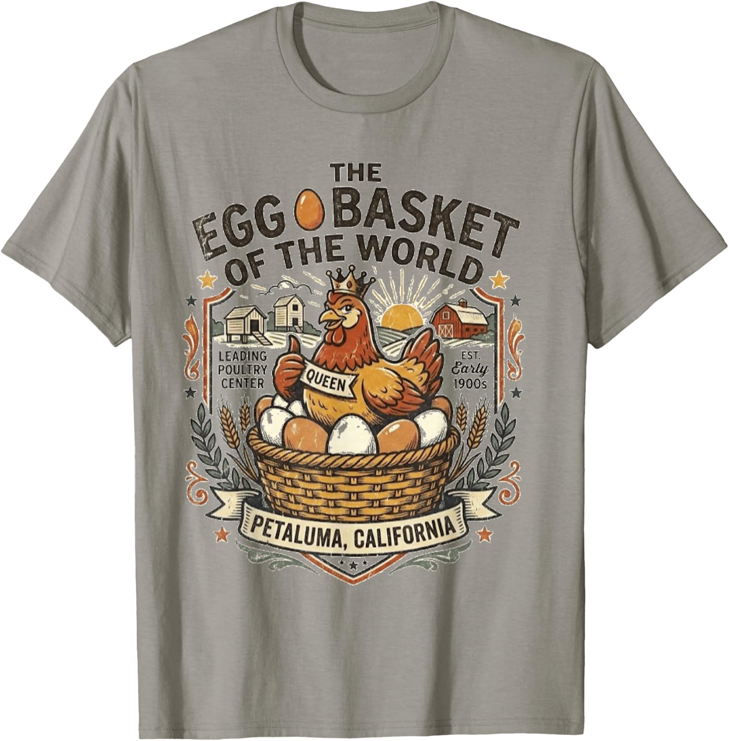 Petaluma, CA - Egg Basket of the World - Vintage Logo T-Shirt - T-Shirt | Sand