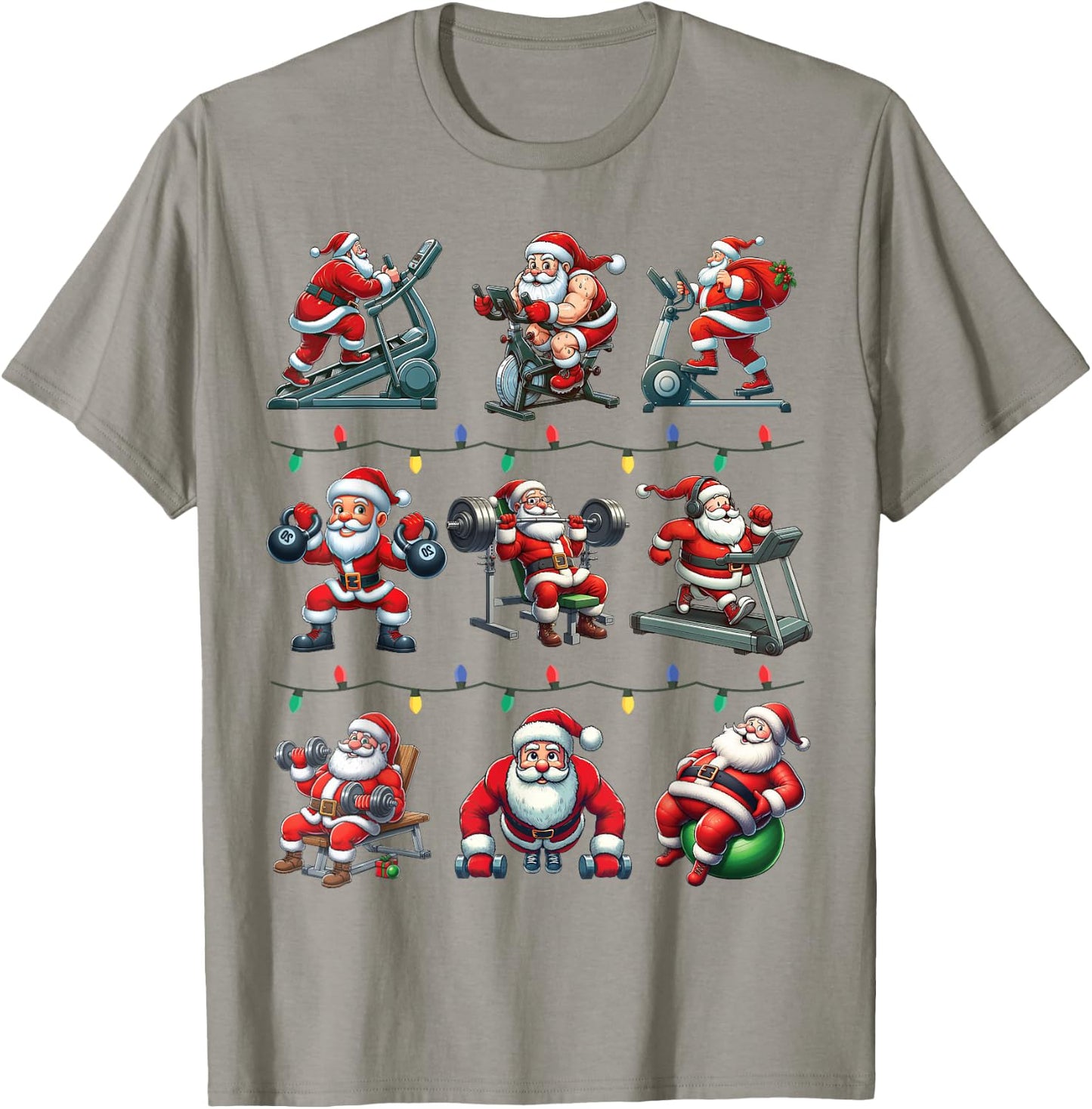 Santa Fitness Collection Gym Workout Weightlifting Christmas T-Shirt - T-Shirt | Sand