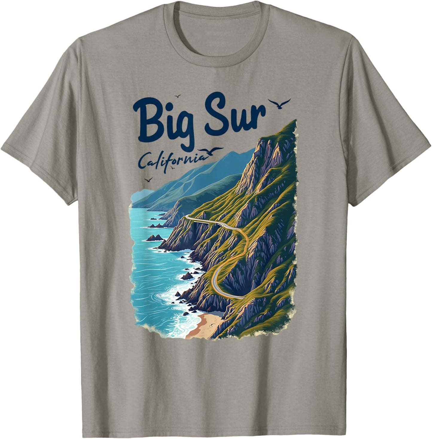 Surfing Surf Big Sur California Scenic Coastal View T-Shirt - T-Shirt | Sand