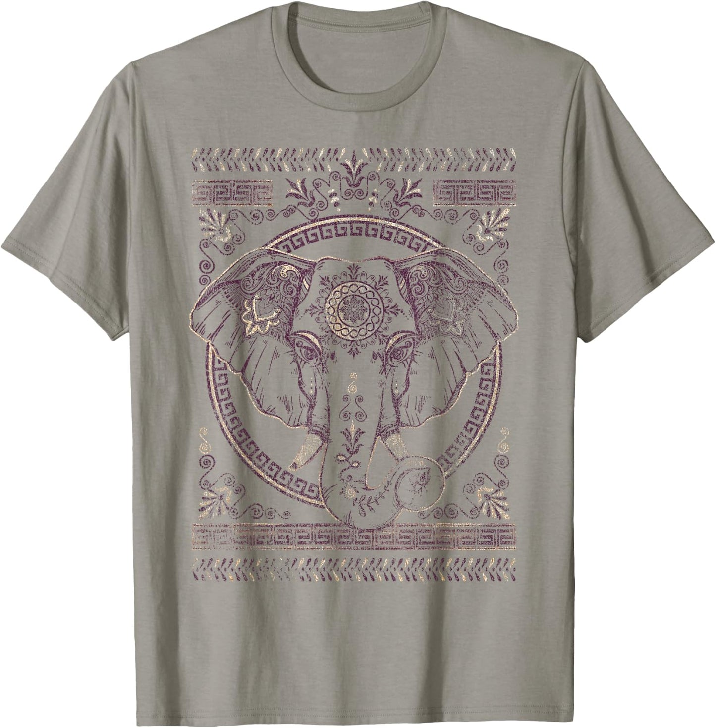 Purple And Gold Boho Elephant Graphic T-Shirt - T-Shirt | Sand