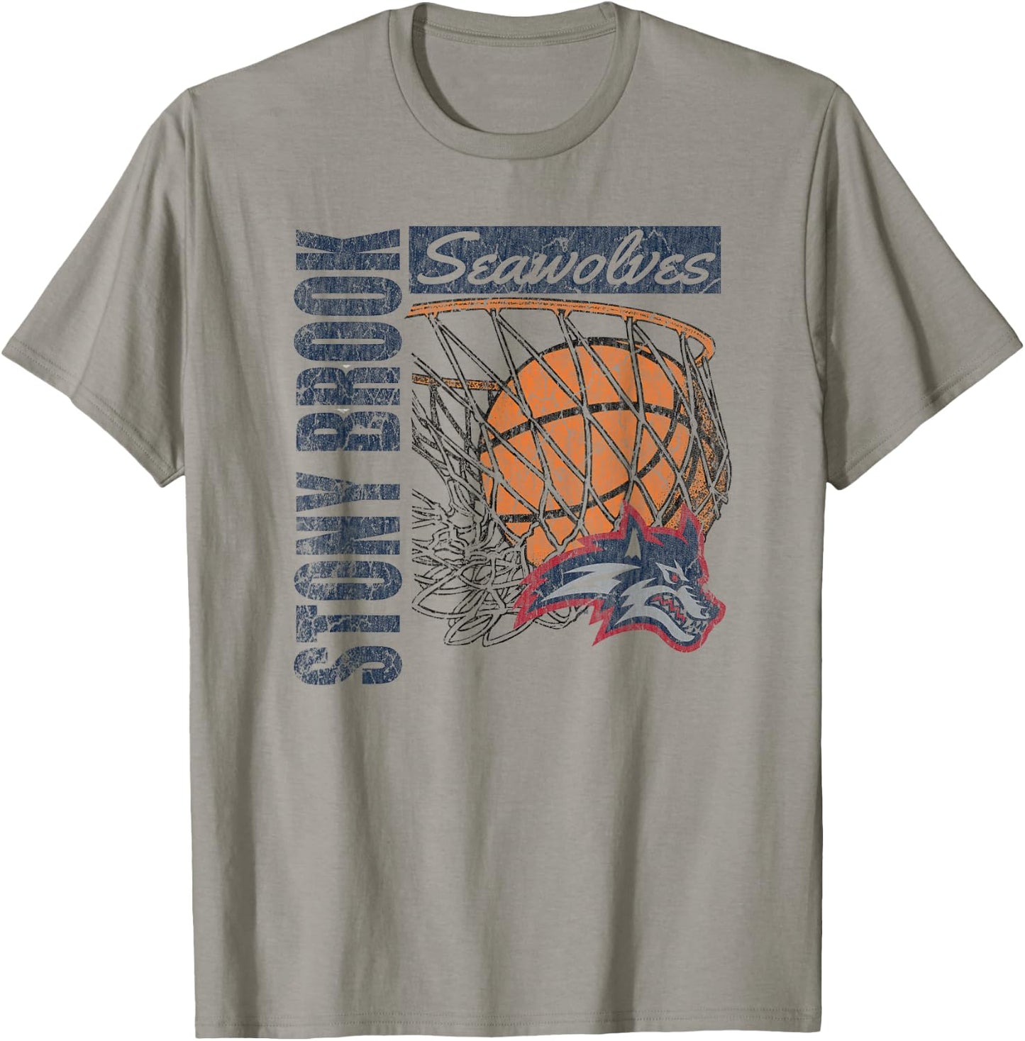 Stony Brook Seawolves Vintage Basketball 90's White T-Shirt - T-Shirt | Sand