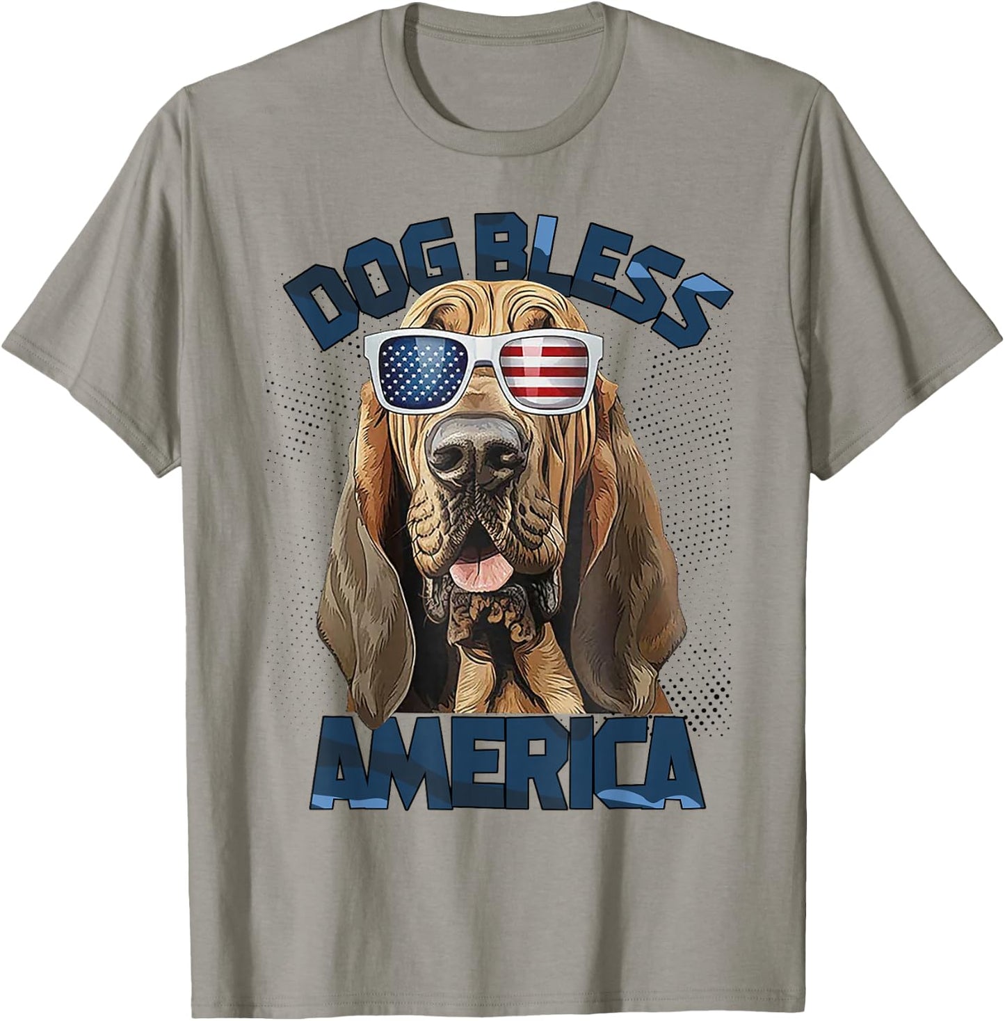 Blood Hound Dog Bless America T-Shirt - T-Shirt | Sand