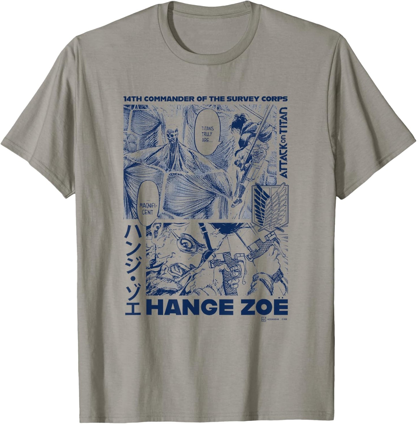 Attack on Titan Commander Hange Zoe Big Chest Manga Poster T-Shirt - T-Shirt | Sand