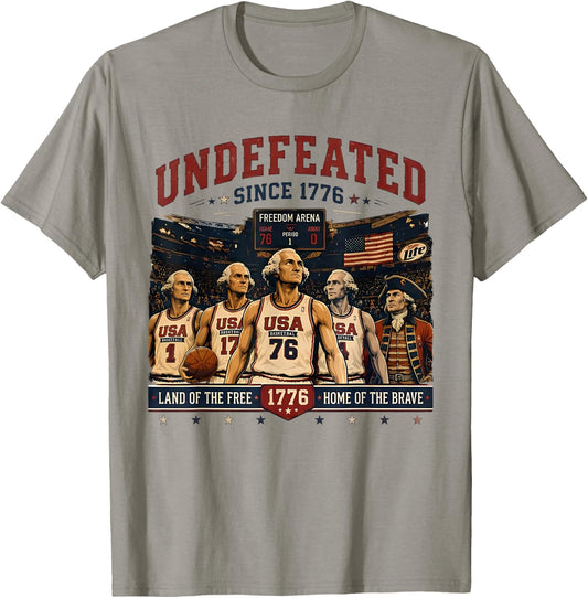 4th of July Basketball Undefeated Since 1776 250 Years T-Shirt - T-Shirt | Sand