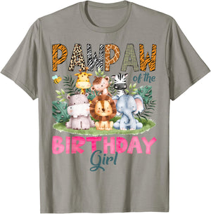 Pawpaw Of The Birthday Girl Safari Jungle Animal Lover T-Shirt - T-Shirt | Sand