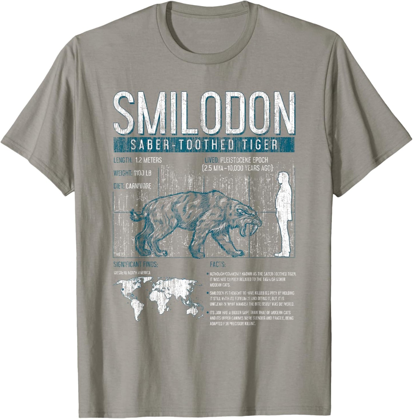 Prehistoric Shirt - Smilodon Saber-Toothed Tiger Shirt T-Shirt - T-Shirt | Sand