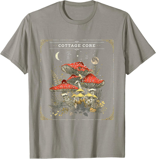 Cottagecore Toadstool Mushroom Goblincore and Mushroom , White T-Shirt - T-Shirt | Sand