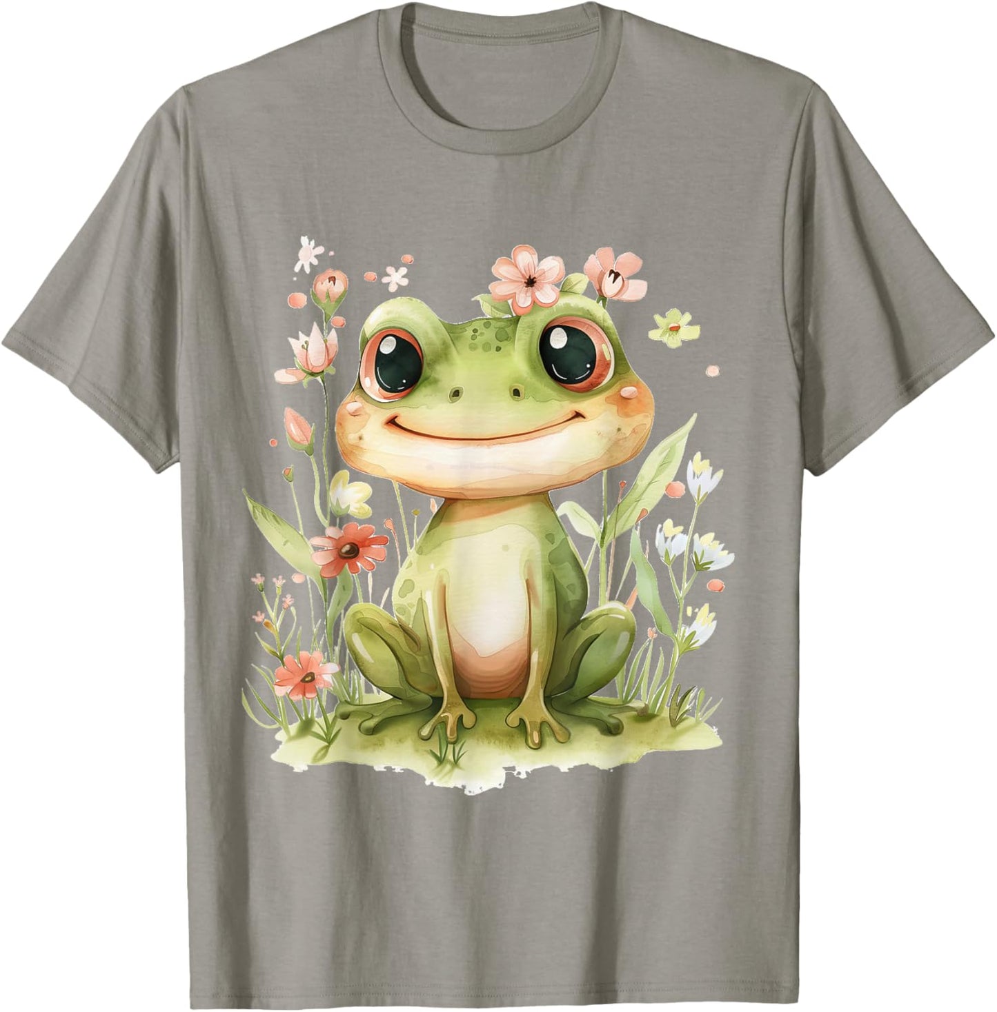 Frog with Flowers Cute Frogs Girls Daughter T-Shirt - T-Shirt | Sand