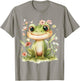 Frog with Flowers Cute Frogs Girls Daughter T-Shirt - T-Shirt | Sand