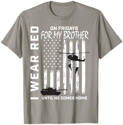 Red Friday Deployed Brother Military Support Troops USA Flag T-Shirt - T-Shirt | Sand
