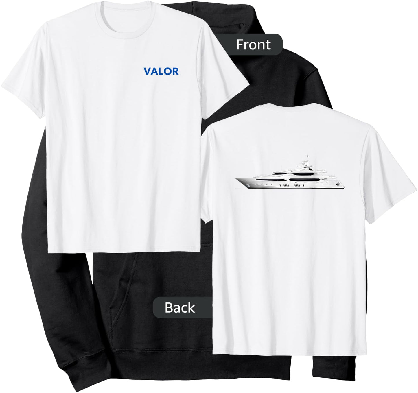 Valor Below the Deck Uniform shirt UPDATED with boat on back Hoodie - Hoodie | Black