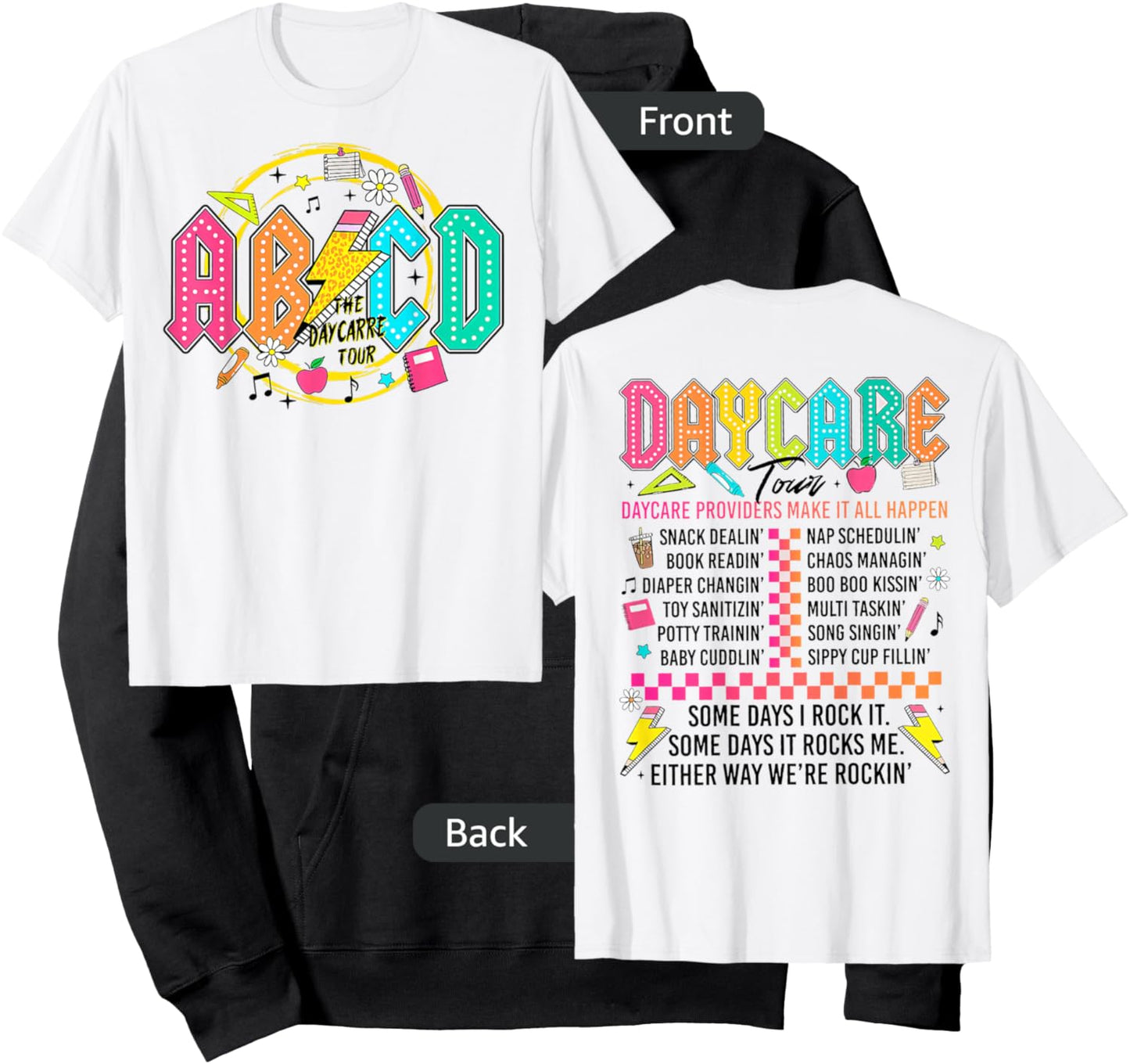 (2sided Front+Back) Retro The Daycare Tour, ABCD lightning Hoodie - Hoodie | Black