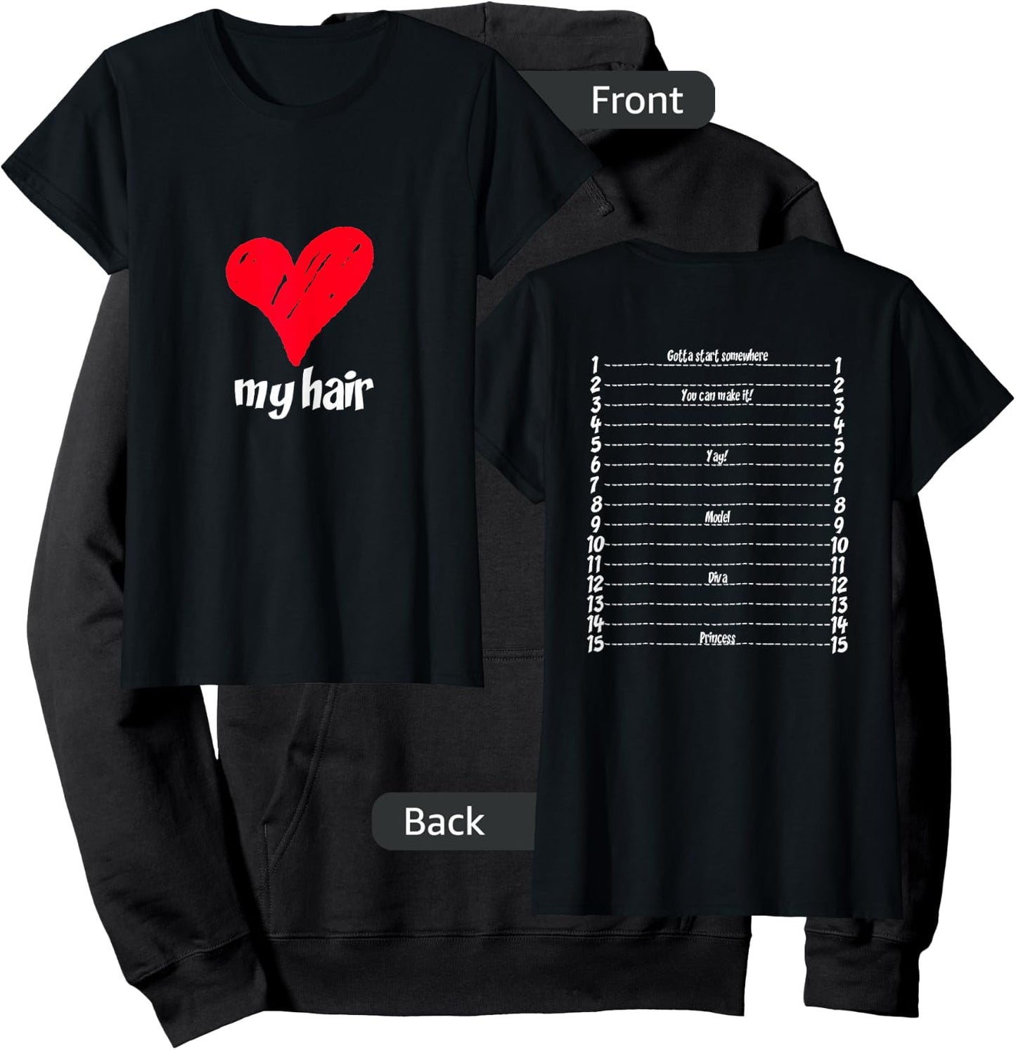 Hair Length Check Measurement with Backprint Love My Hair Hoodie - Hoodie | Black