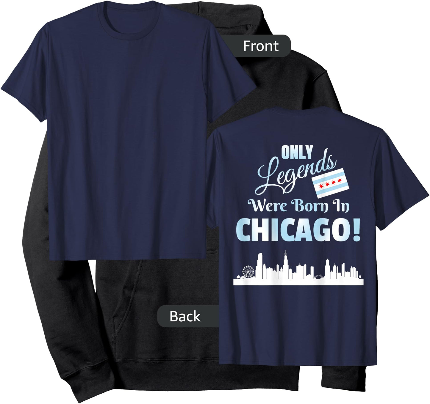 DESIGN ON BACK Only Legends Were Born In Chicago Skyline Hoodie - Hoodie | Black