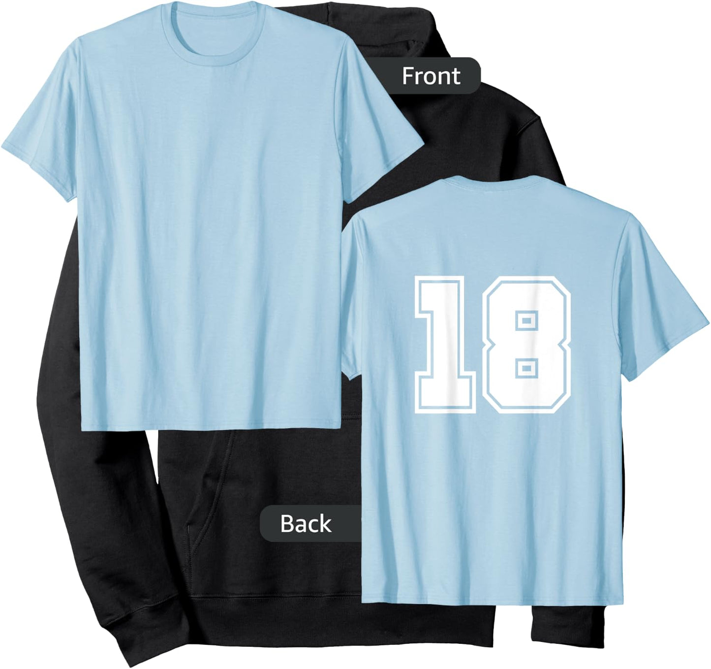 Number 18 No. Eighteen #18 Sports Jerseys Player Hoodie - Hoodie | Black