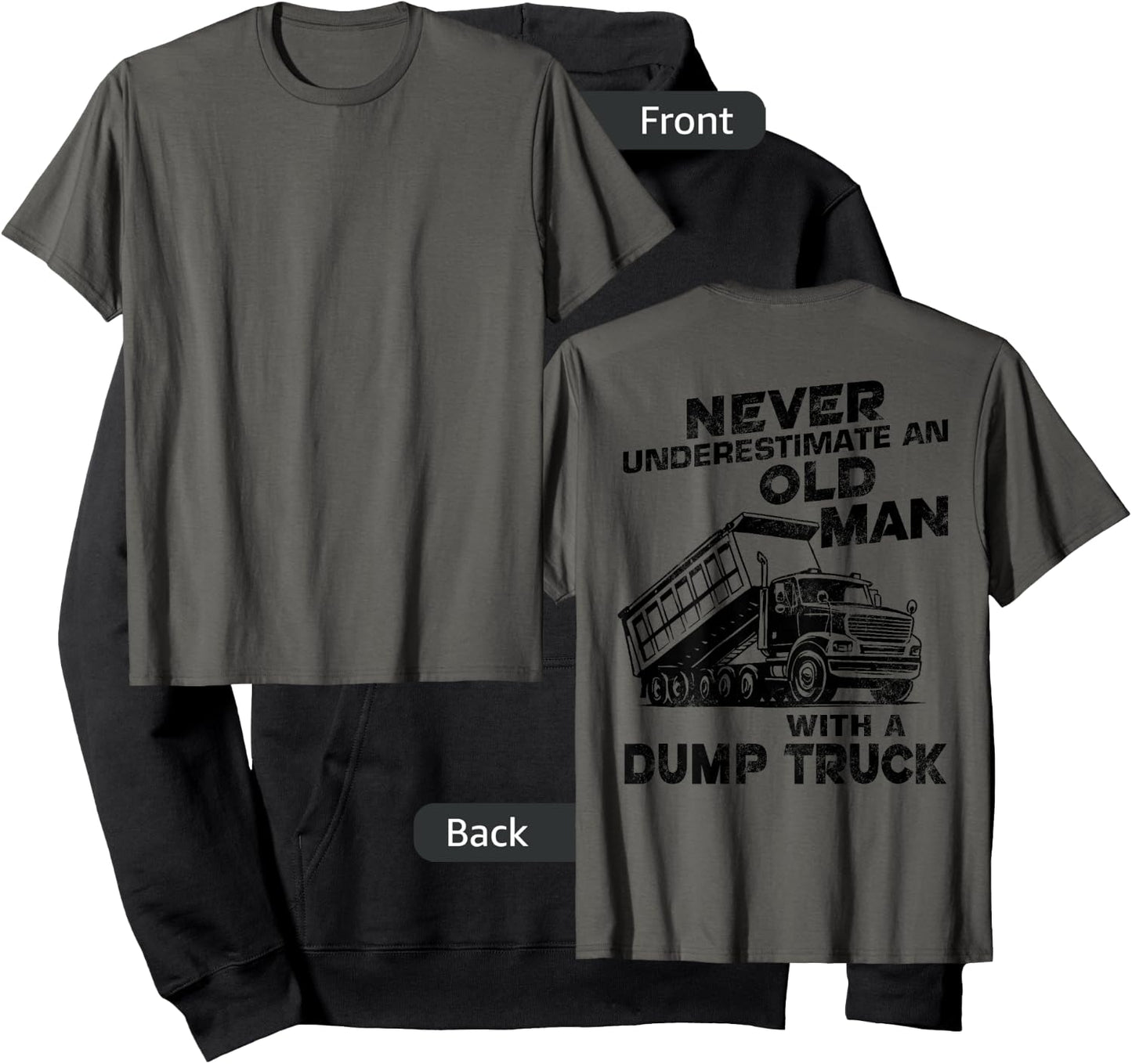Old Man With A Dump Truck Backside Hoodie - Hoodie | Black
