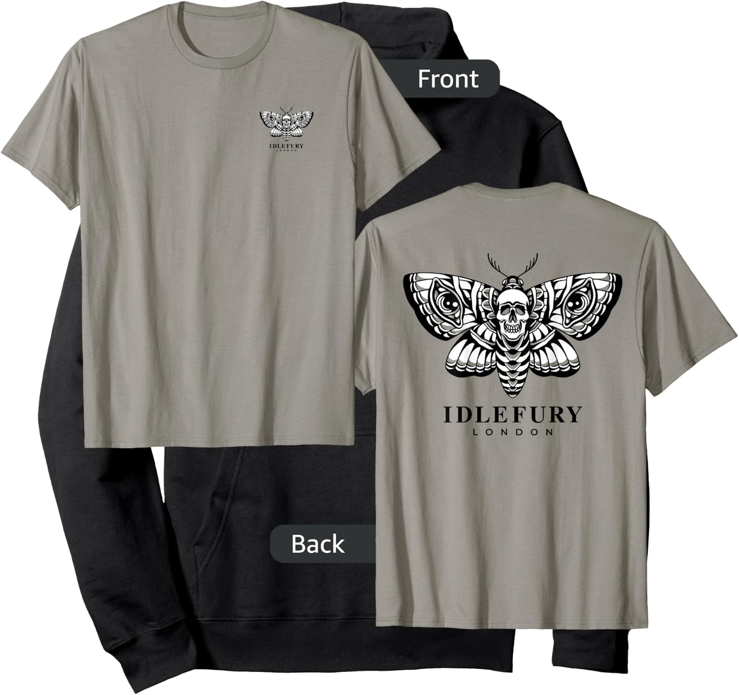 VIEW BACK PRINT Idle Fury Death Moth Skull Moth Butterfly Hoodie - Hoodie | Black