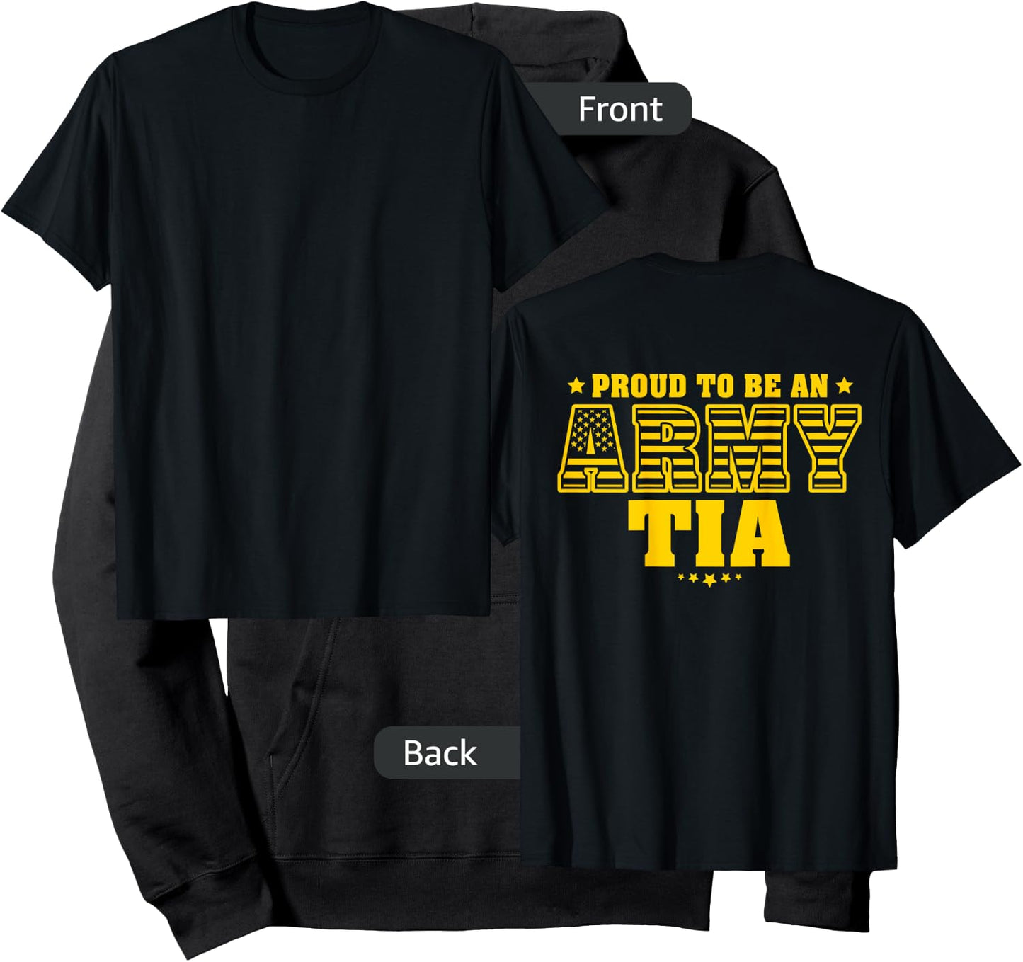Proud To Be An Army Tia - US Flag Pride Military Aunt Hoodie - Hoodie | Black