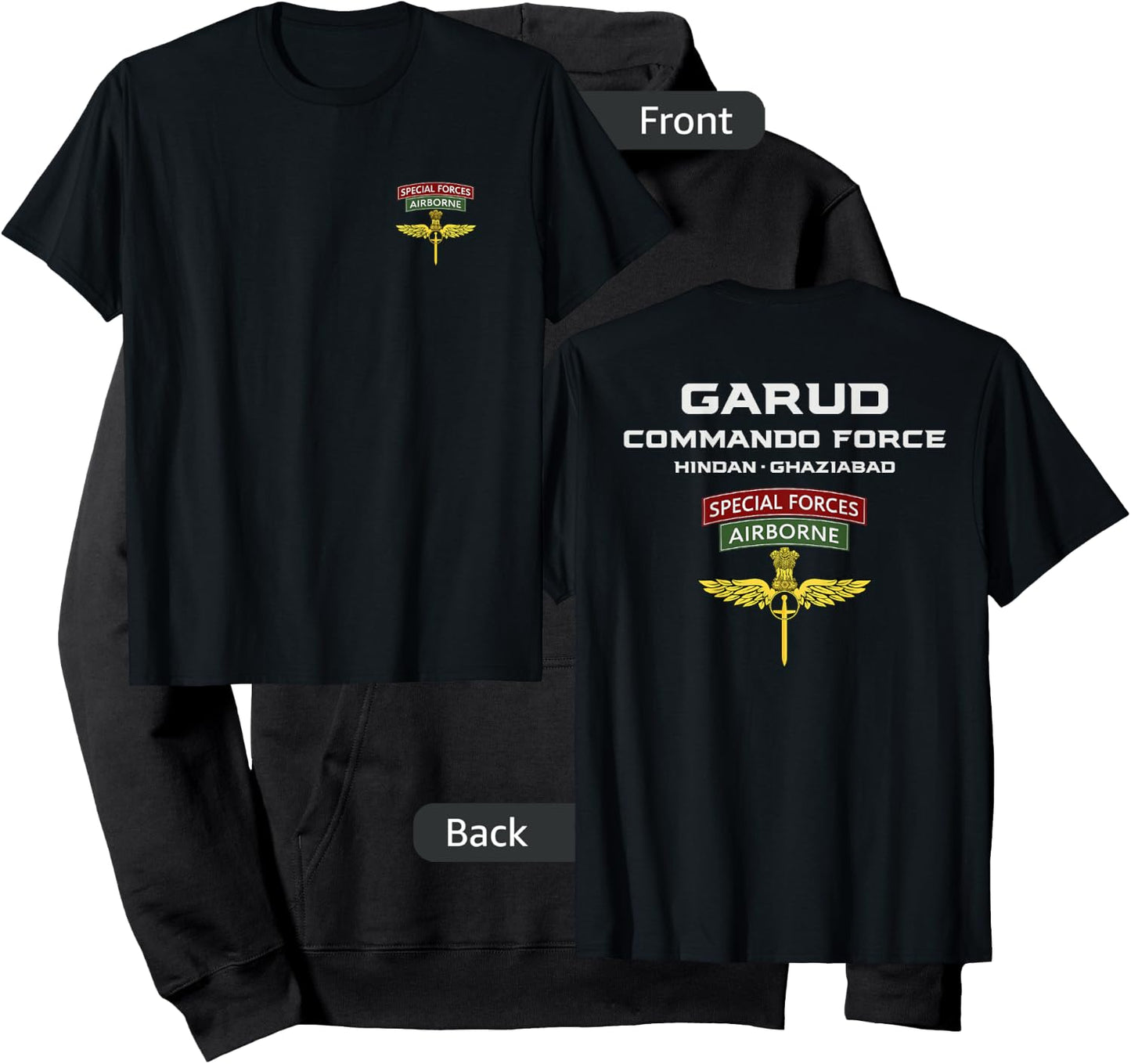 Garud Commando Indian Special Force Army BACKPRINT Hoodie - Hoodie | Black