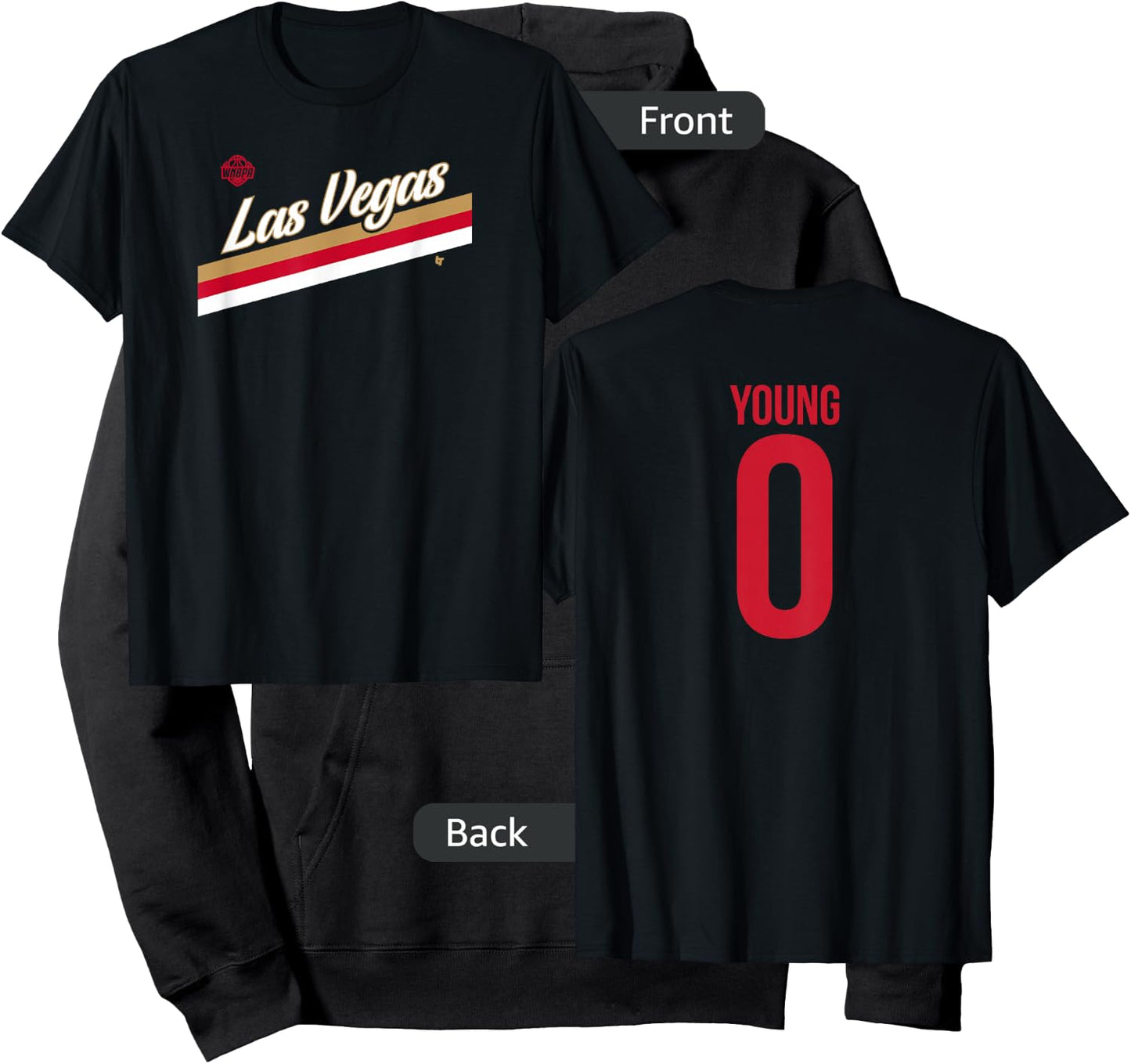 Jackie Young 0 - Number on Back - Las Vegas Basketball Hoodie - Hoodie | Black