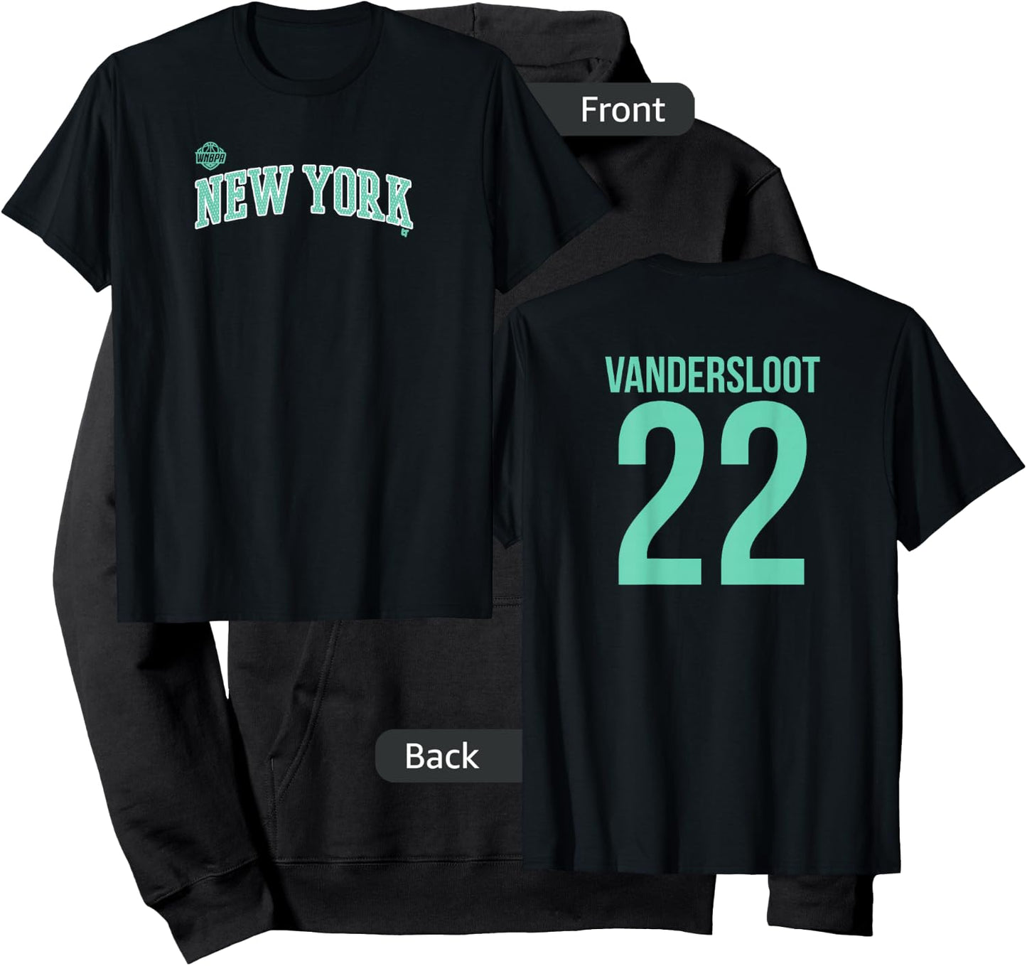 Courtney Vandersloot 22 -Number on Back- New York Basketball Hoodie - Hoodie | Black