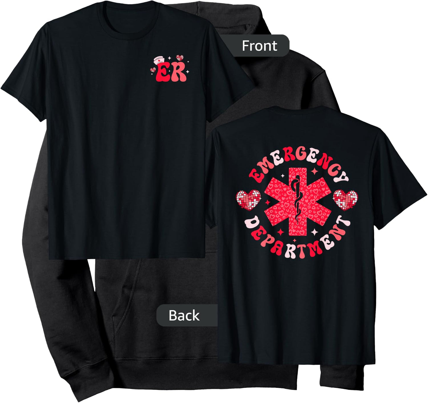 Emergency Department Valentines Day ER Nurse ED Tech Nursing , Small Hoodie - Hoodie | Black