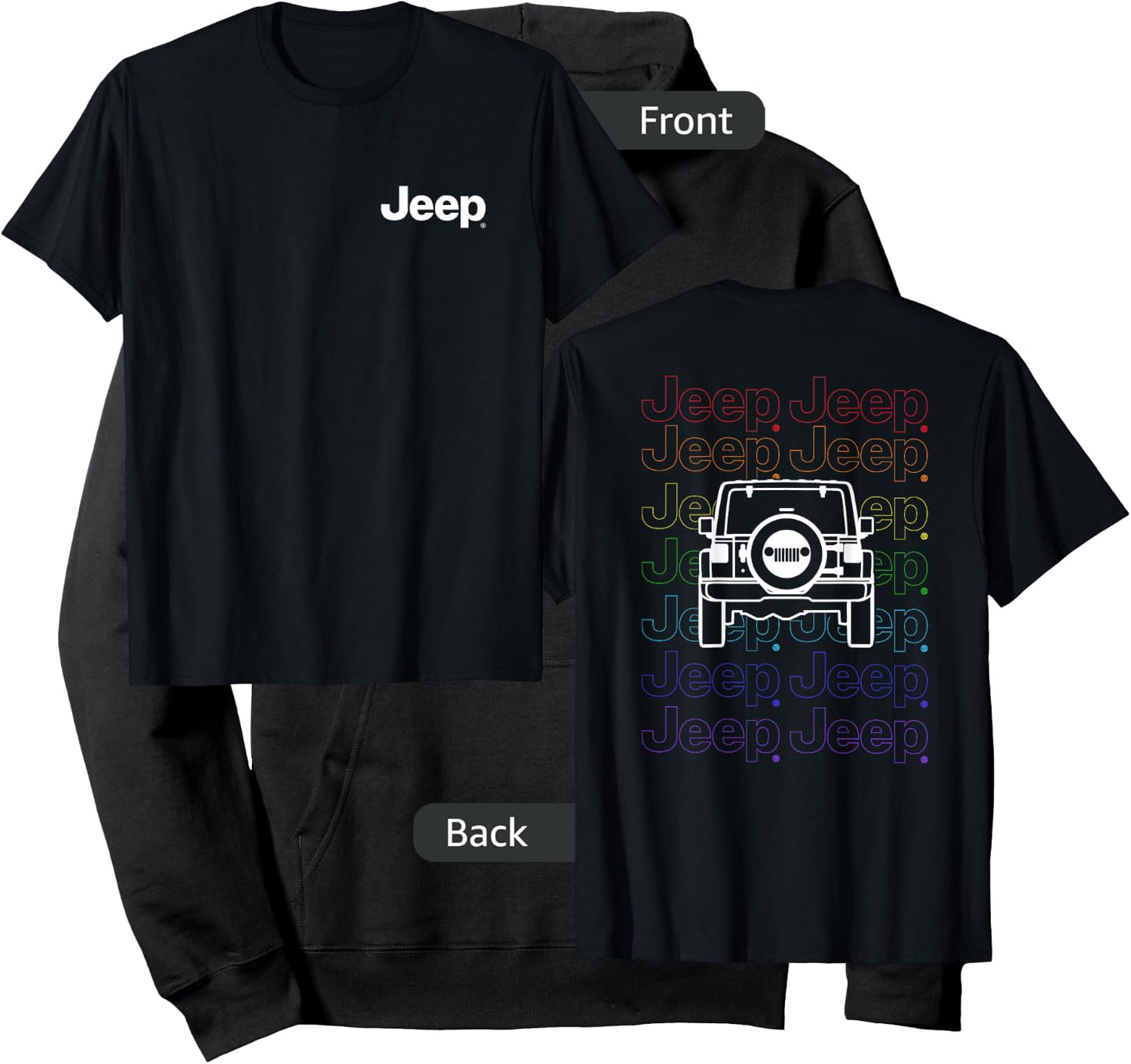 Jeep Pride Repeating Logo - Dark Version (Two-Sided) Hoodie - Hoodie | Black