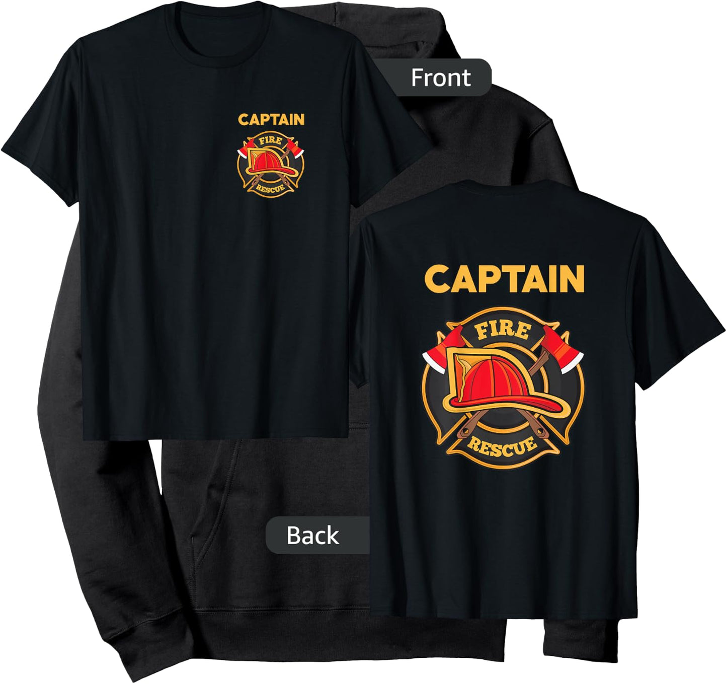 Fire Rescue Captain Department Firefighters Firemen Hoodie - Hoodie | Black