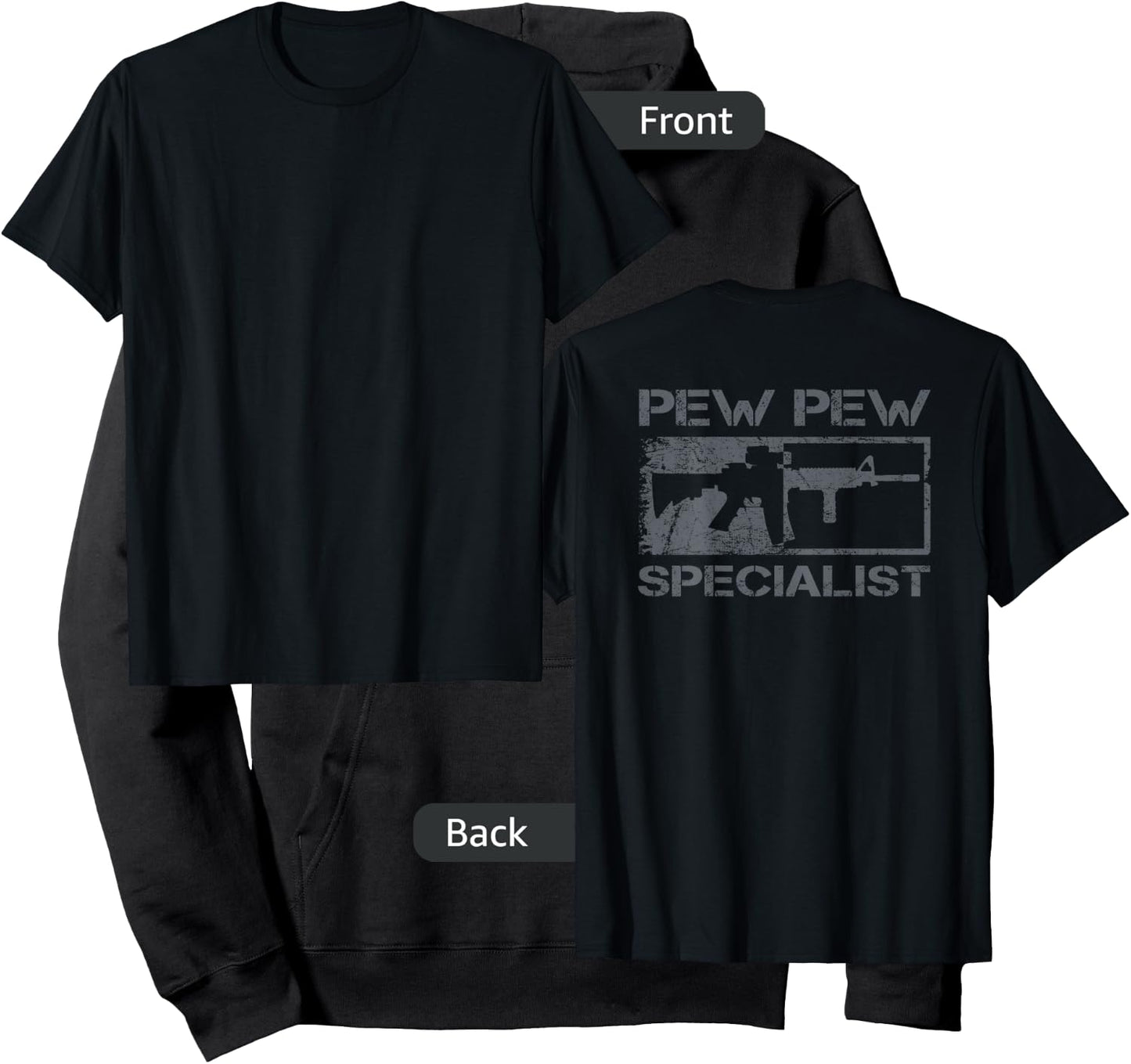 Pew Pew Specialist - Pro Gun 5.56 AR15 Rifle M4 (ON BACK) Hoodie - Hoodie | Black