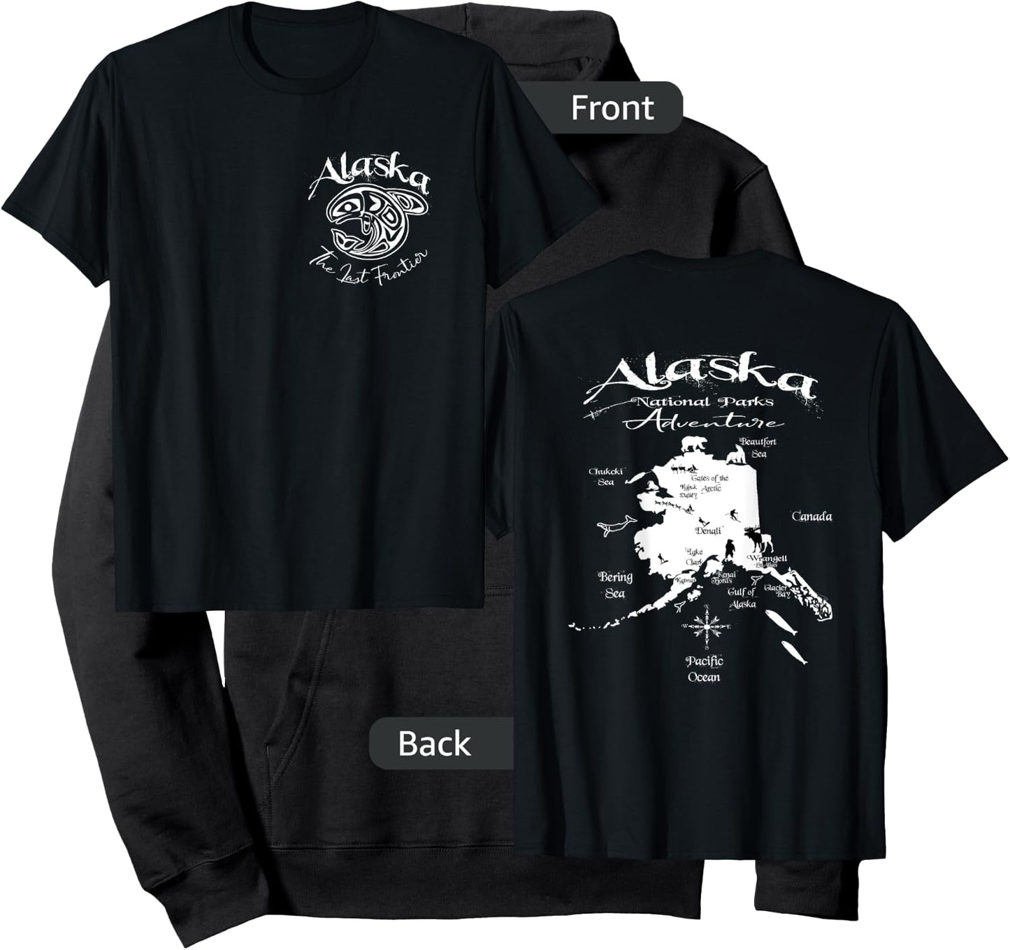 Alaska National Parks Adventure Front & Back Design Hoodie - Hoodie | Black