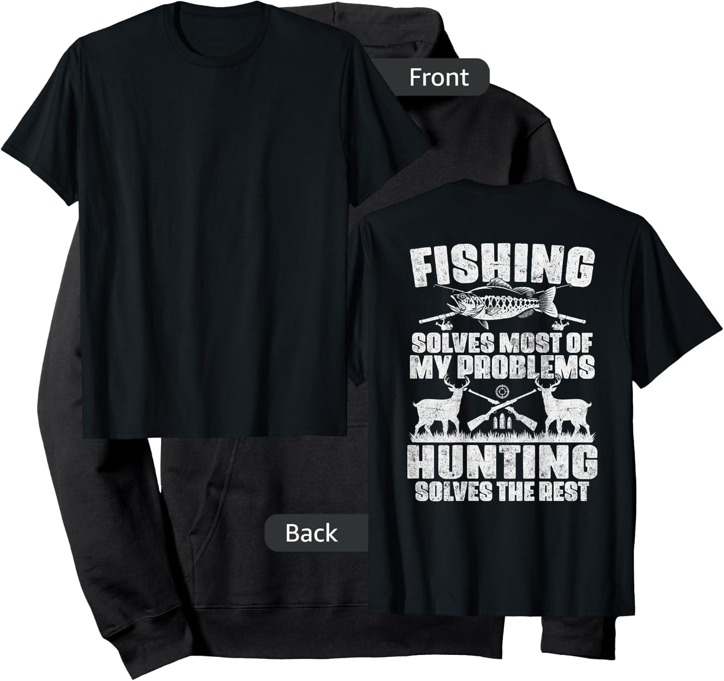 Fishing Solves Most of My Problems Design On Back Hoodie - Hoodie | Black