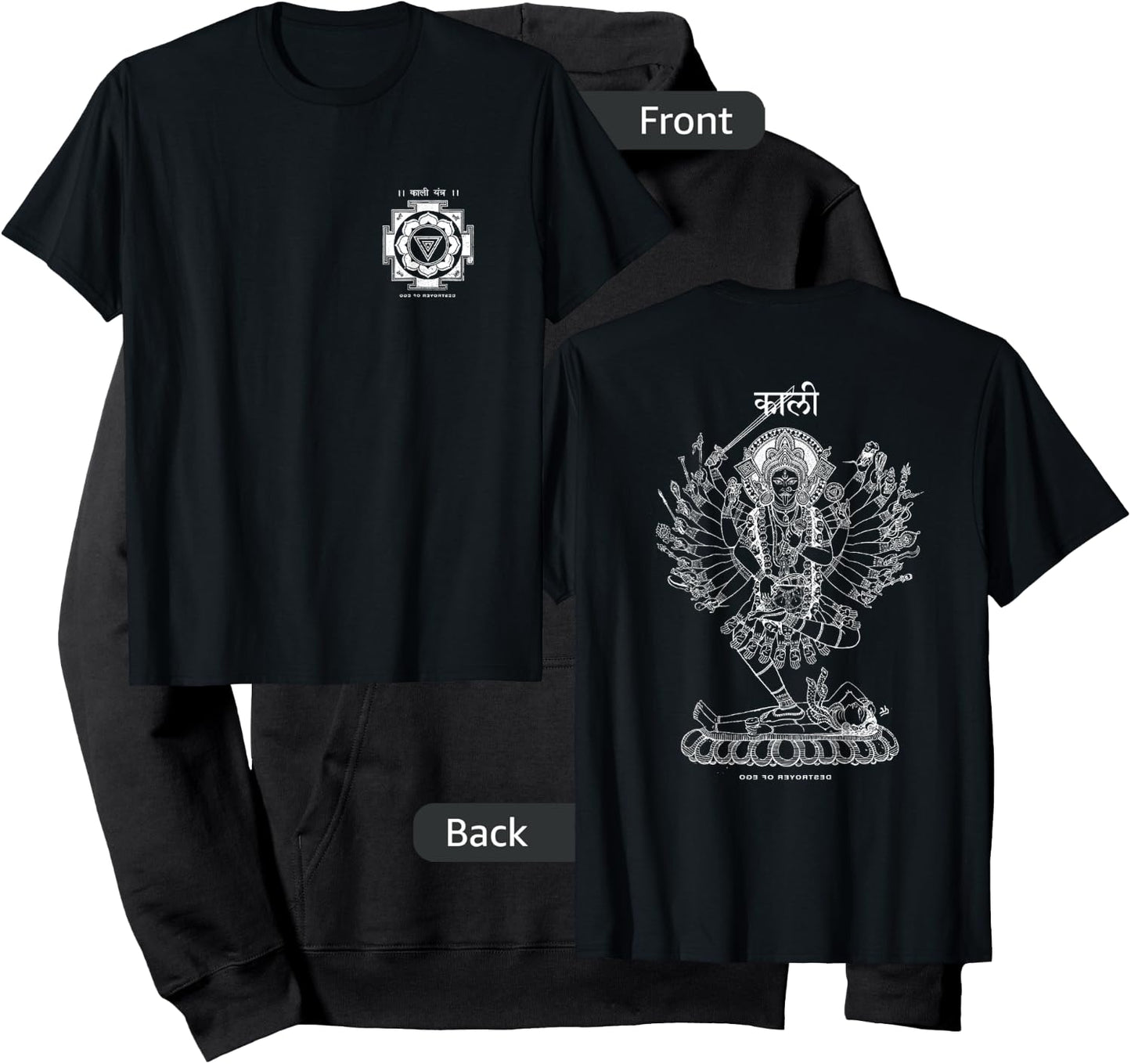 KALI Hindu Goddess, Kali Ma Yantra, Sacred Tantric Thangka Hoodie - Hoodie | Black