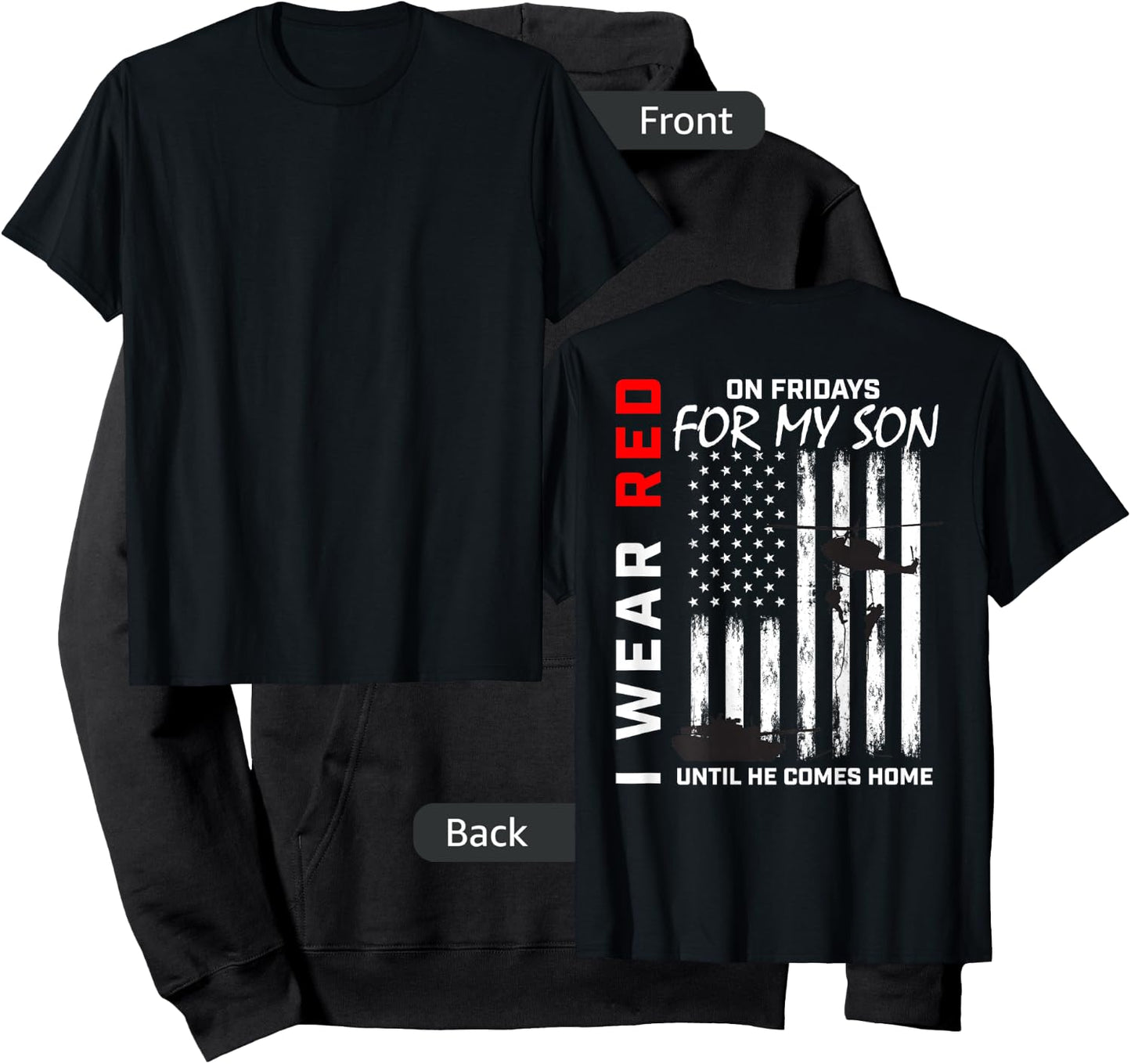 Red Friday Son Military Remember Everyone Deployed USA Flag Men Hoodie - Hoodie | Black