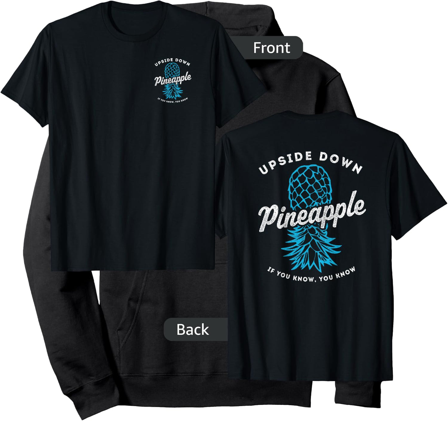 2-Sided Lifestyle Retro Upside Down Pineapple Swinger Hoodie - Hoodie | Black