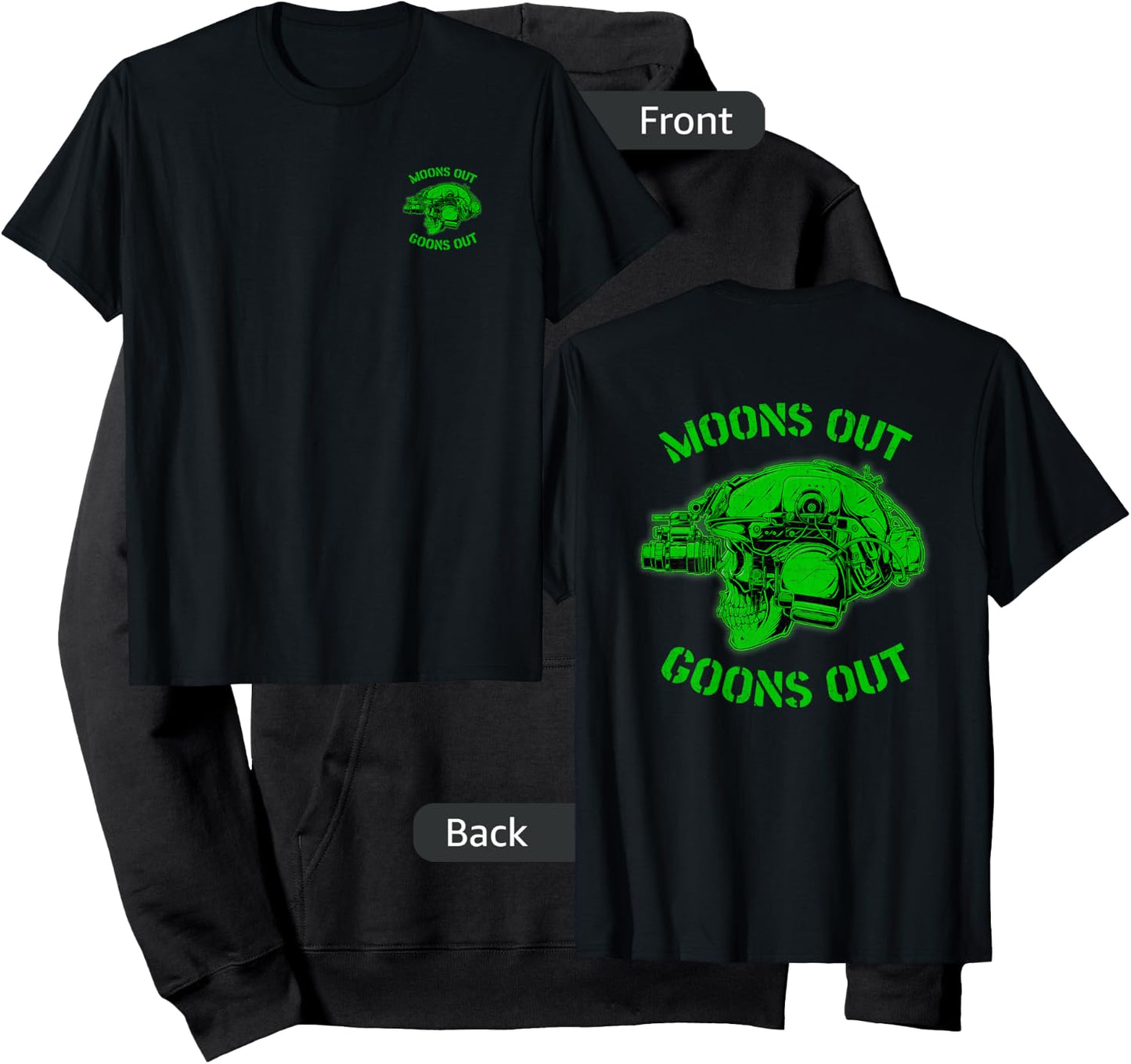 "MOON'S OUT GOONS OUT" Skull Helmet NVGs Military Men's Hoodie - Hoodie | Black