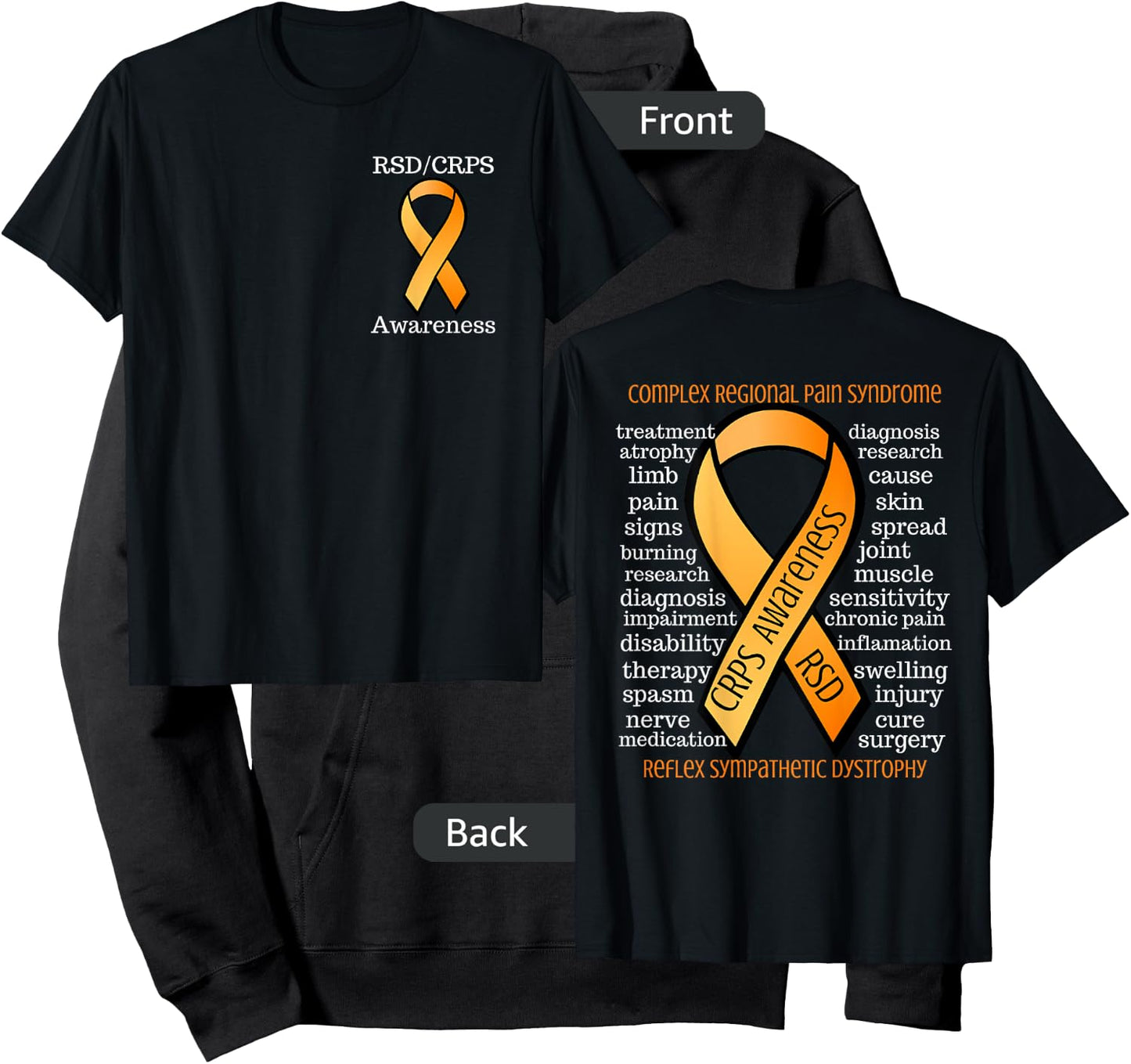 Complex Regional Pain Syndrome CRPS Awareness 2 Sided Hoodie - Hoodie | Black