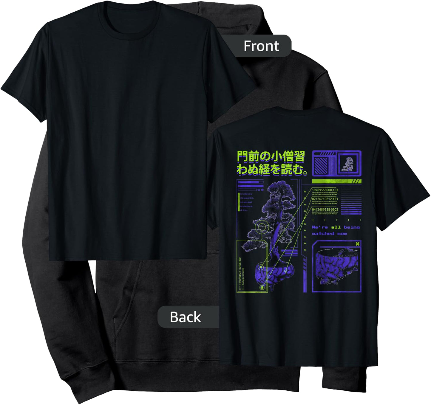Futuristic waporwave Aesthetic Style digital Nature glitch Hoodie - Hoodie | Black