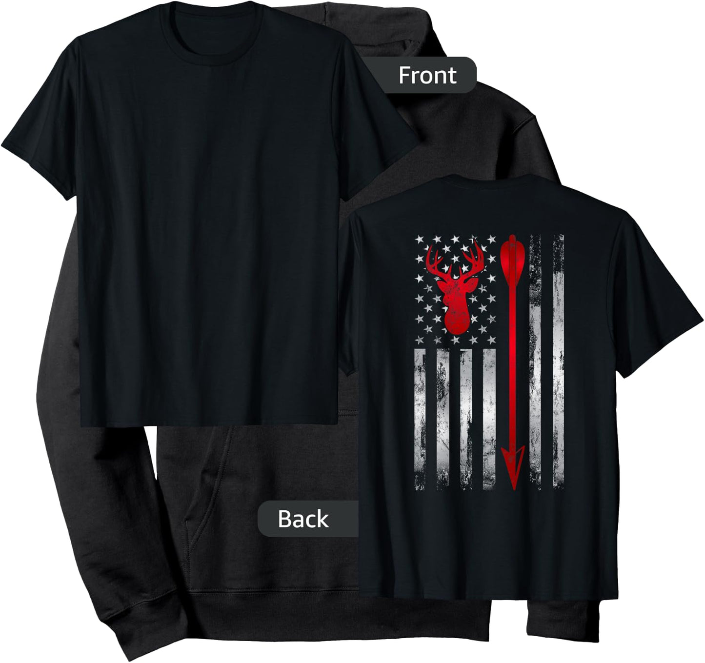 BowHunter Patriotic American USA flag Deer Bow Hunting Hoodie - Hoodie | Black