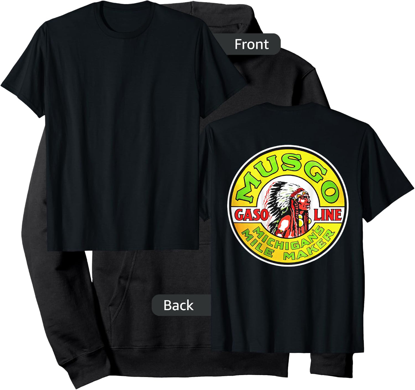 Back Only Print Retro Vintage Gas Station Musgo Gasoline Hoodie - Hoodie | Black