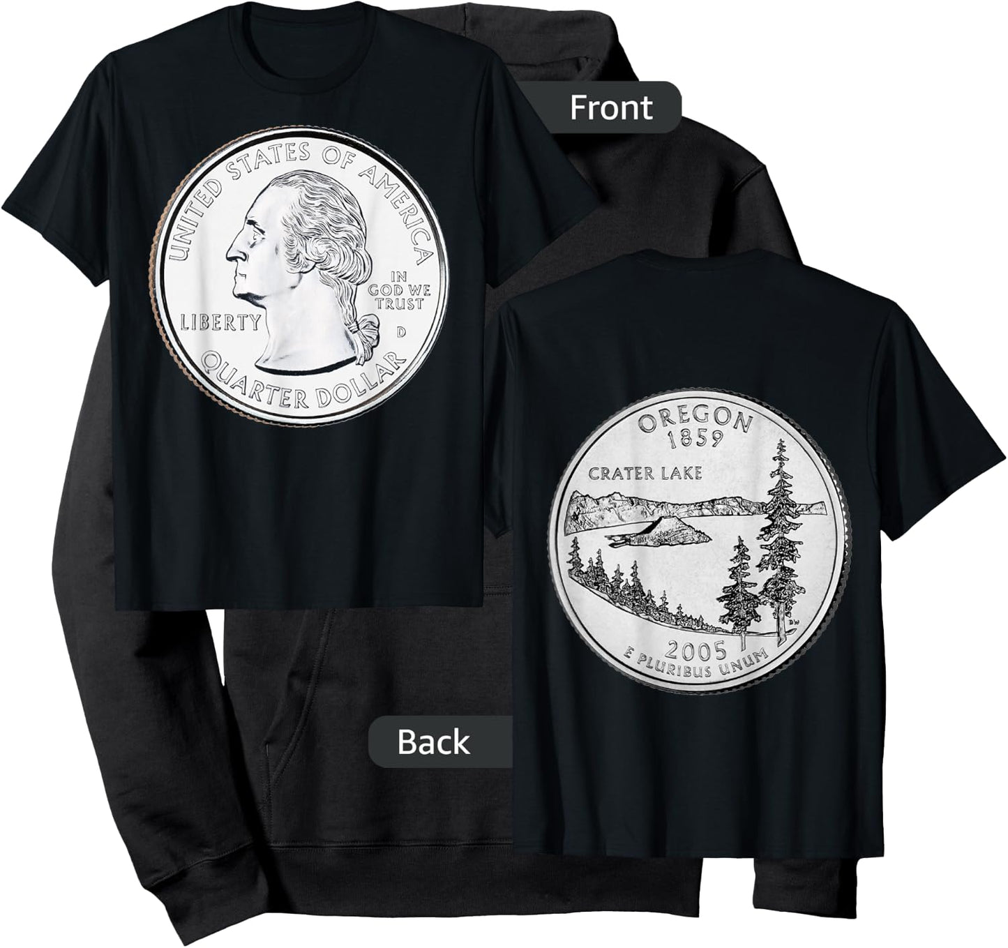 Oregon USA Quarter Dollar America United States Hoodie - Hoodie | Black
