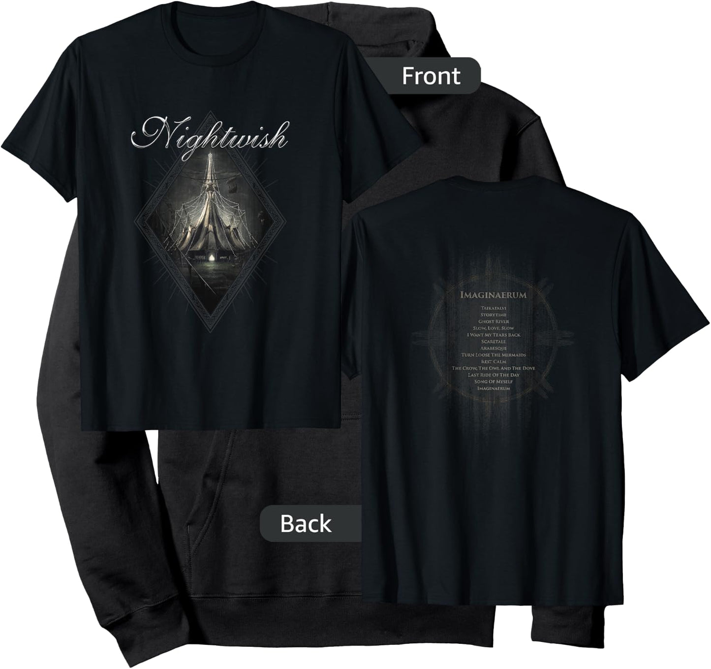 Imaginaerum (album cover + Nightwish logo + tracklist) Hoodie - Hoodie | Black