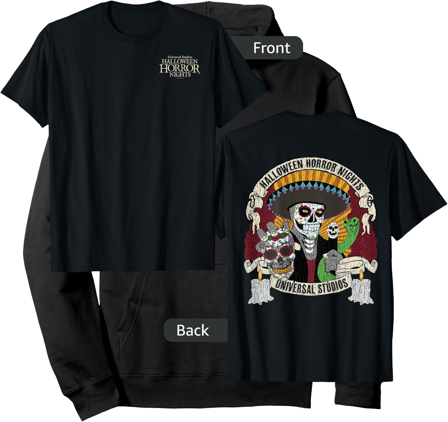 Halloween Horror Nights HHN Dia De Los Muertos Front & Back Hoodie - Hoodie | Black