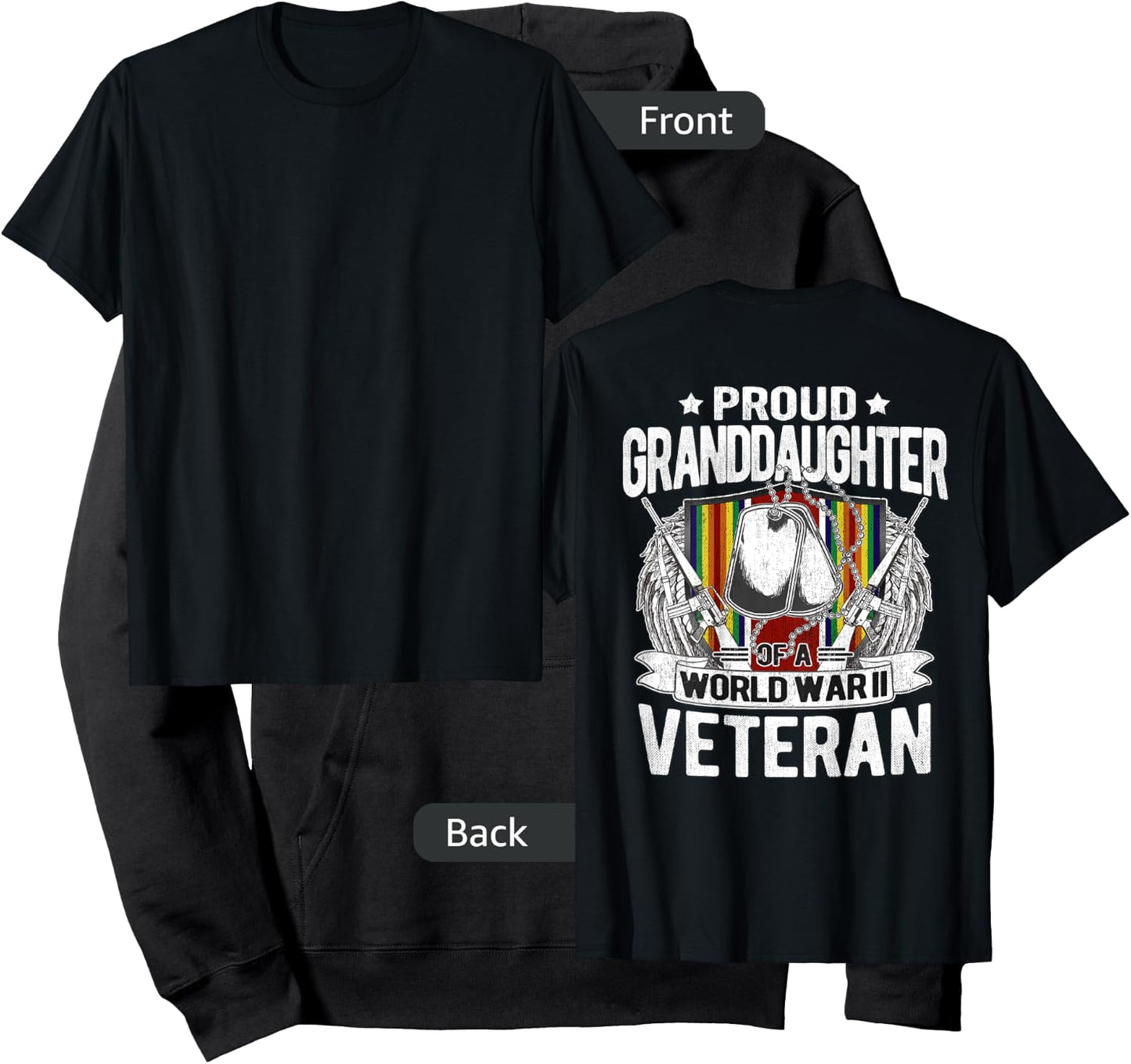 Proud Granddaughter Of World War 2 Veteran WW2 Military Gift Hoodie - Hoodie | Black