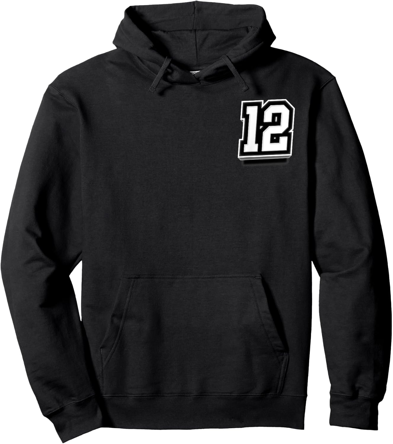 Number 12 Sports Team Fan Minimalist Hoodie - Hoodie | Black