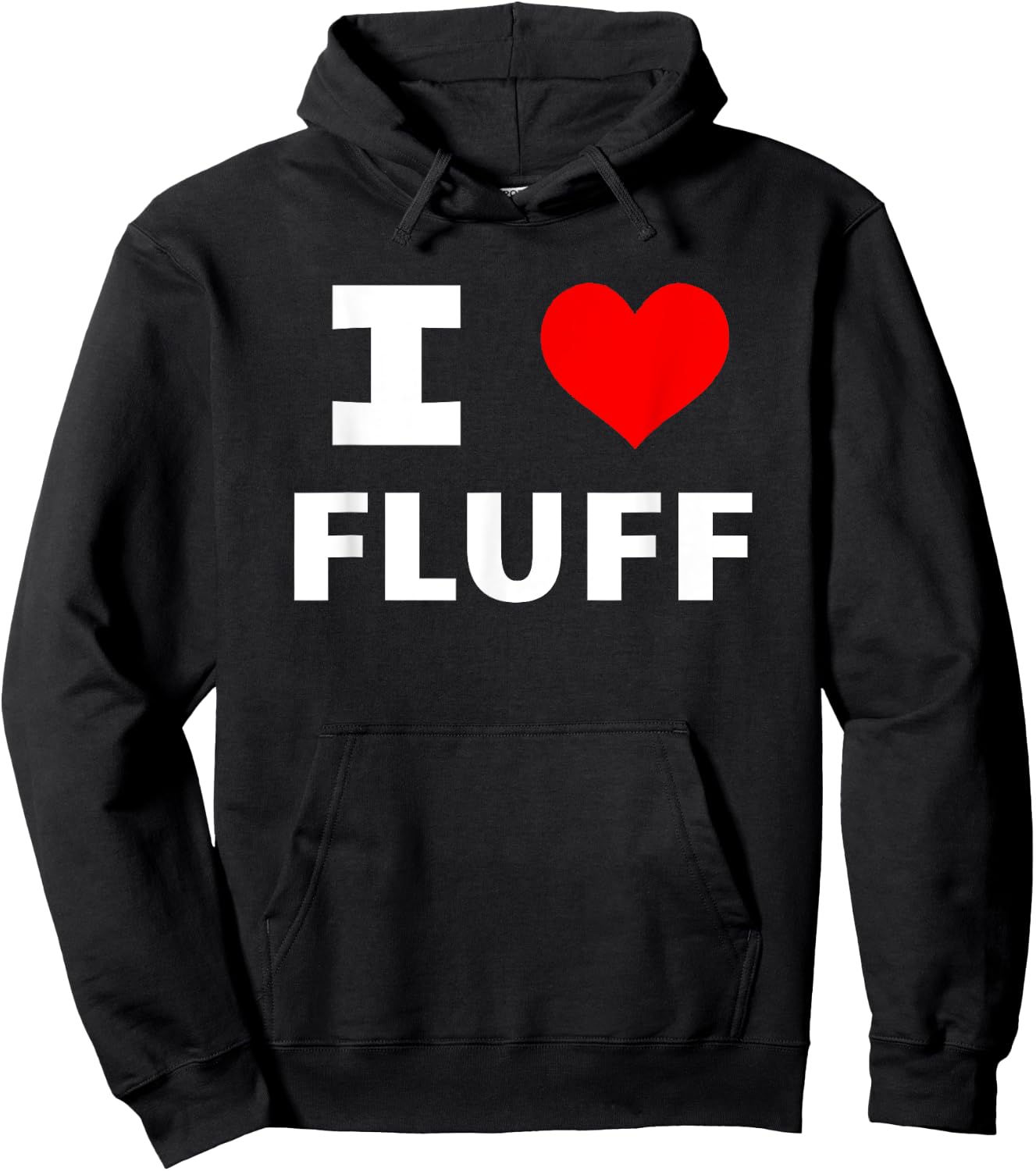 I Love Fluff (Red Heart) Funny Adorable Cute Animal Bunny Hoodie - Hoodie | Black
