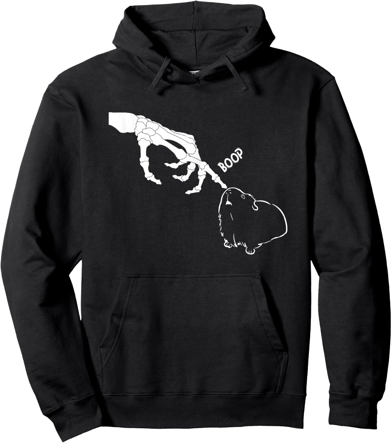 Guinea Pig Scary Skeleton Hand Boop Funny Spooky Halloween Hoodie - Hoodie | Black